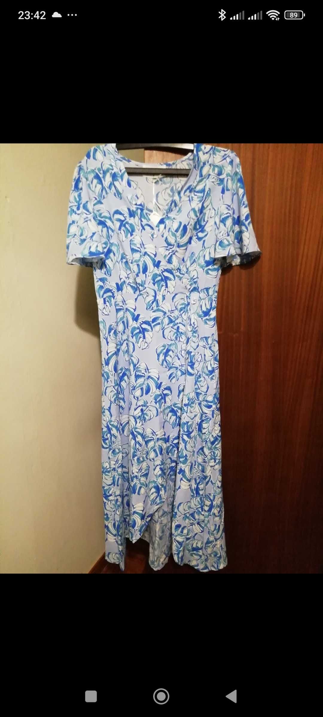 Vestido comprido tons azul novo