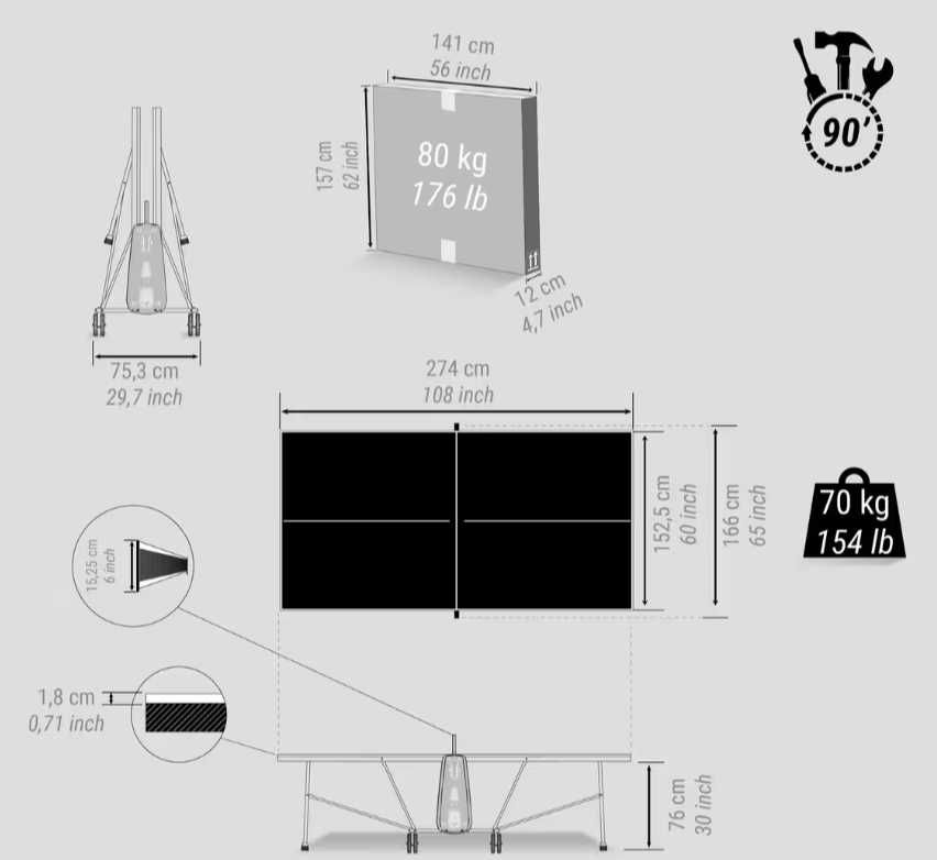Mesa de Ping Pong Cornilleau 100 Indoor