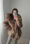 Kurtka z futerkiem S parka oversize kaptur