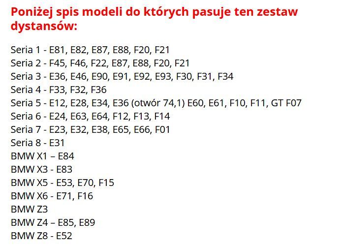 DYSTANSE ADAPTERY BMW E36 E46 E90 X5 F10 F01 5x120 - nowe! ze śrubami