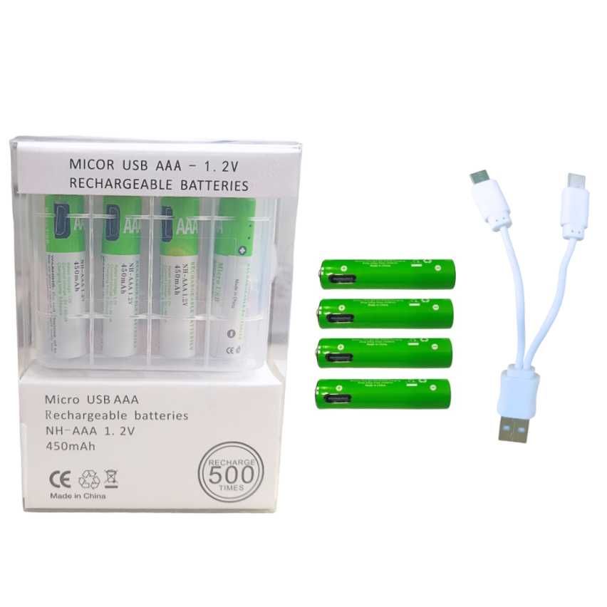 Pilhas Recarregáveis AAA - 450 mAh e 1.2 V