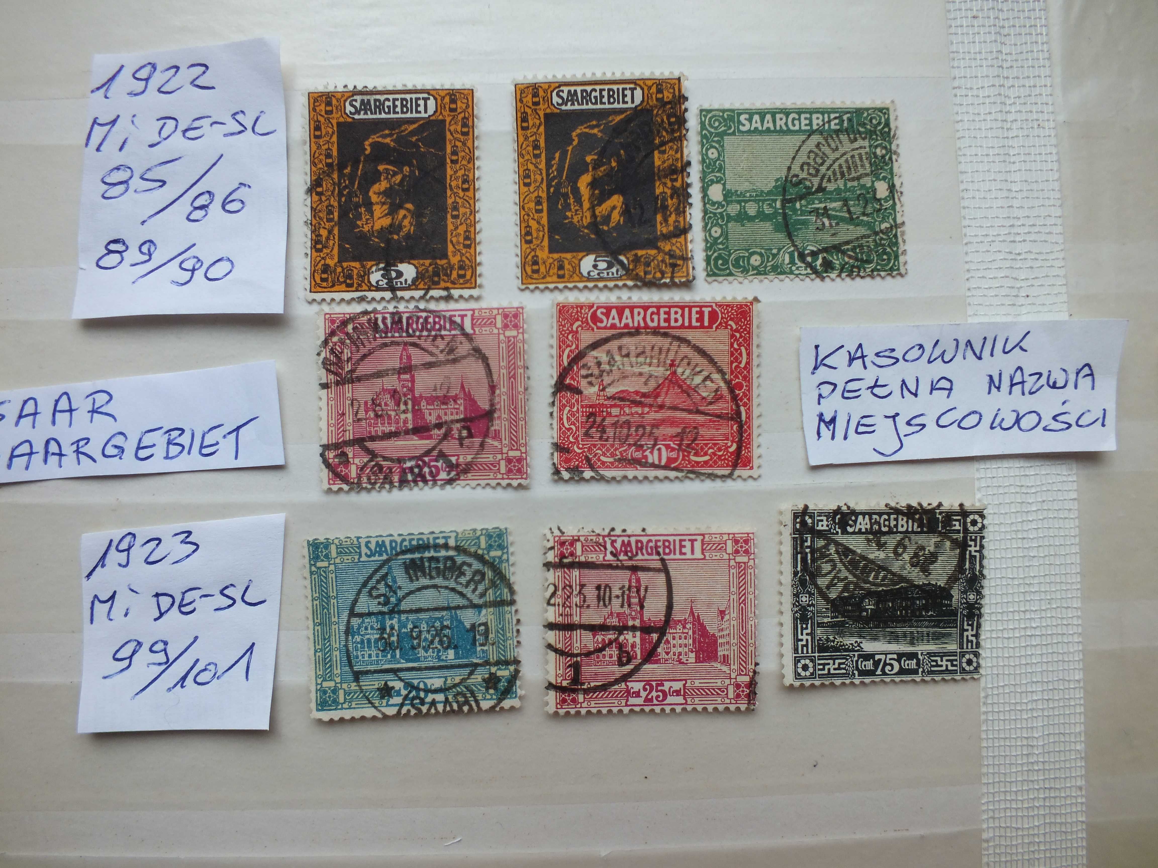 8szt. znaczki Mi85 SAARGEBIET 1922 /1923r. SAAR Niemcy Rzesza Reich