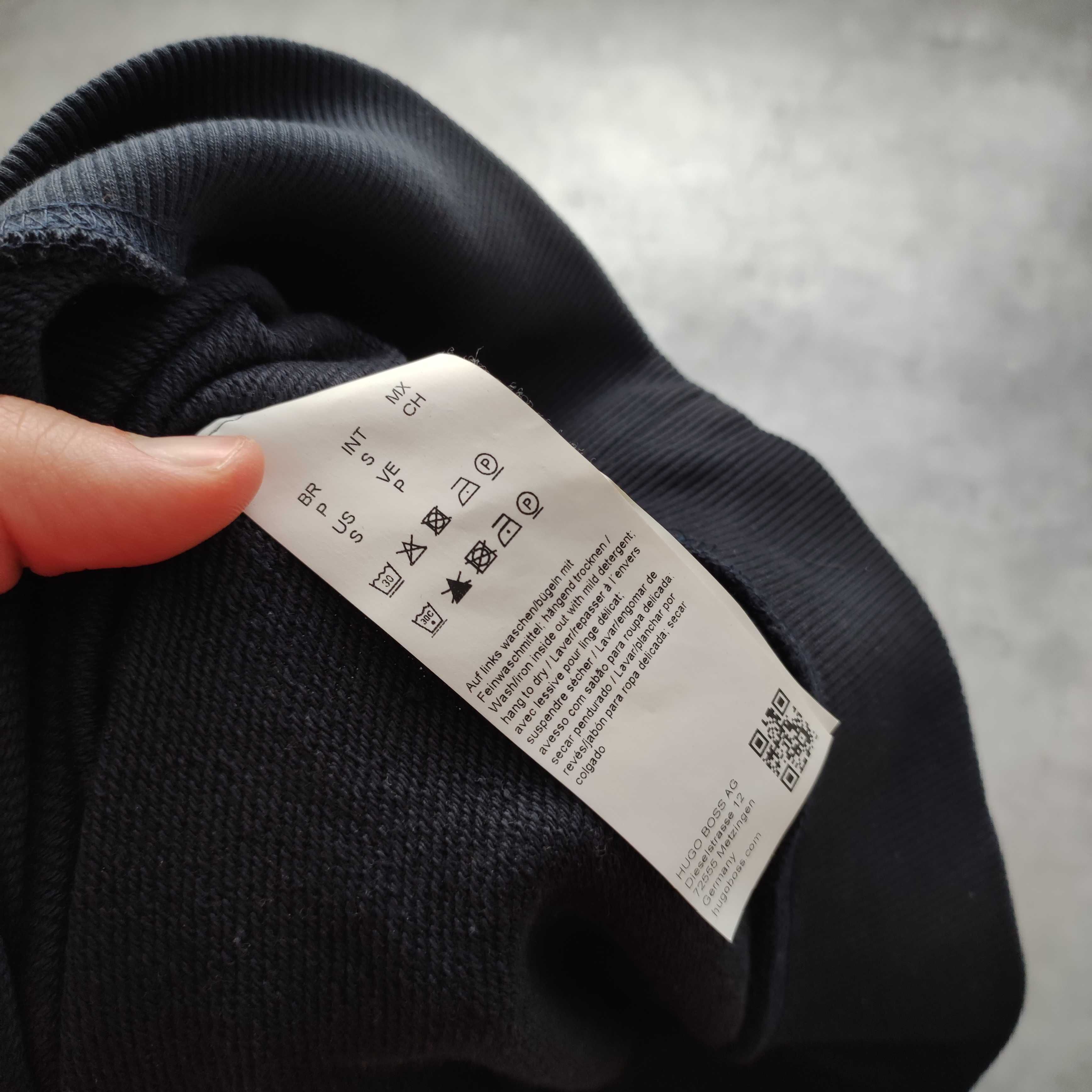 MĘSKA Bluza Granatowa Stójka Suwak Hugo Boss Bawełna Elegancka Logo