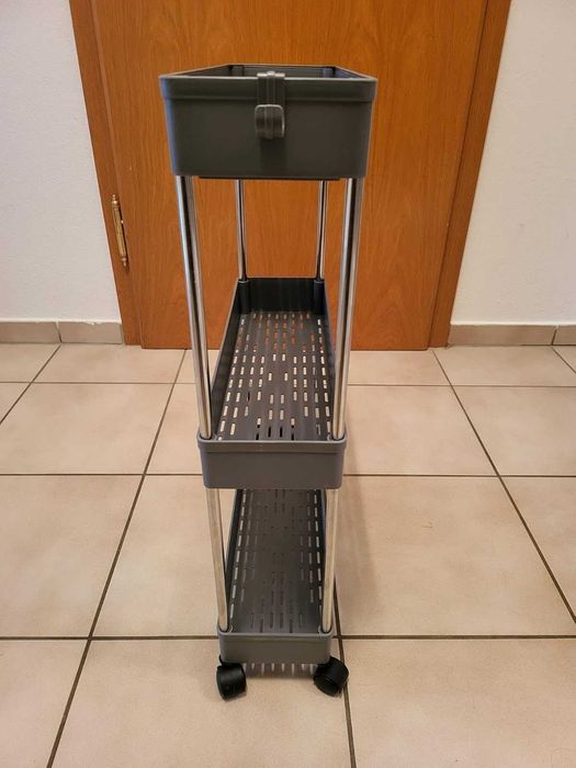 Wózek na kółkach 3 półki do kuchni łazienki szary NOWY