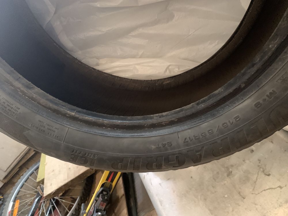 215/55/17 Goodyear Ultragrip Ice. Made in Germany.