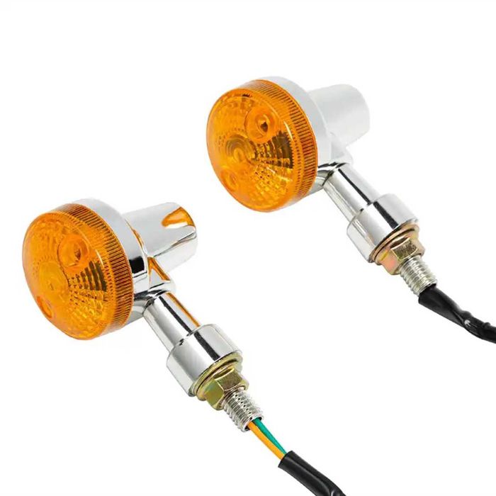 Piscas Redondos com Lâmpada de Filamento - Luz Âmbar Universal 12V