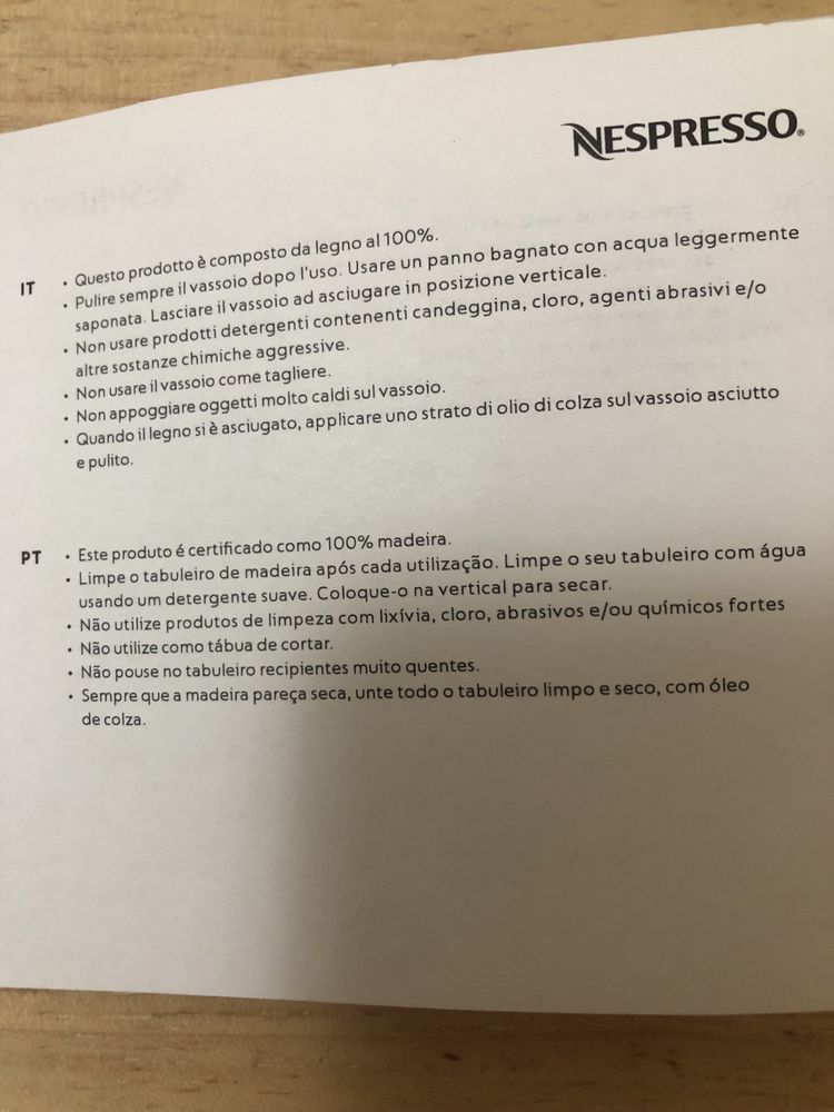 Tabuleiro Nespresso