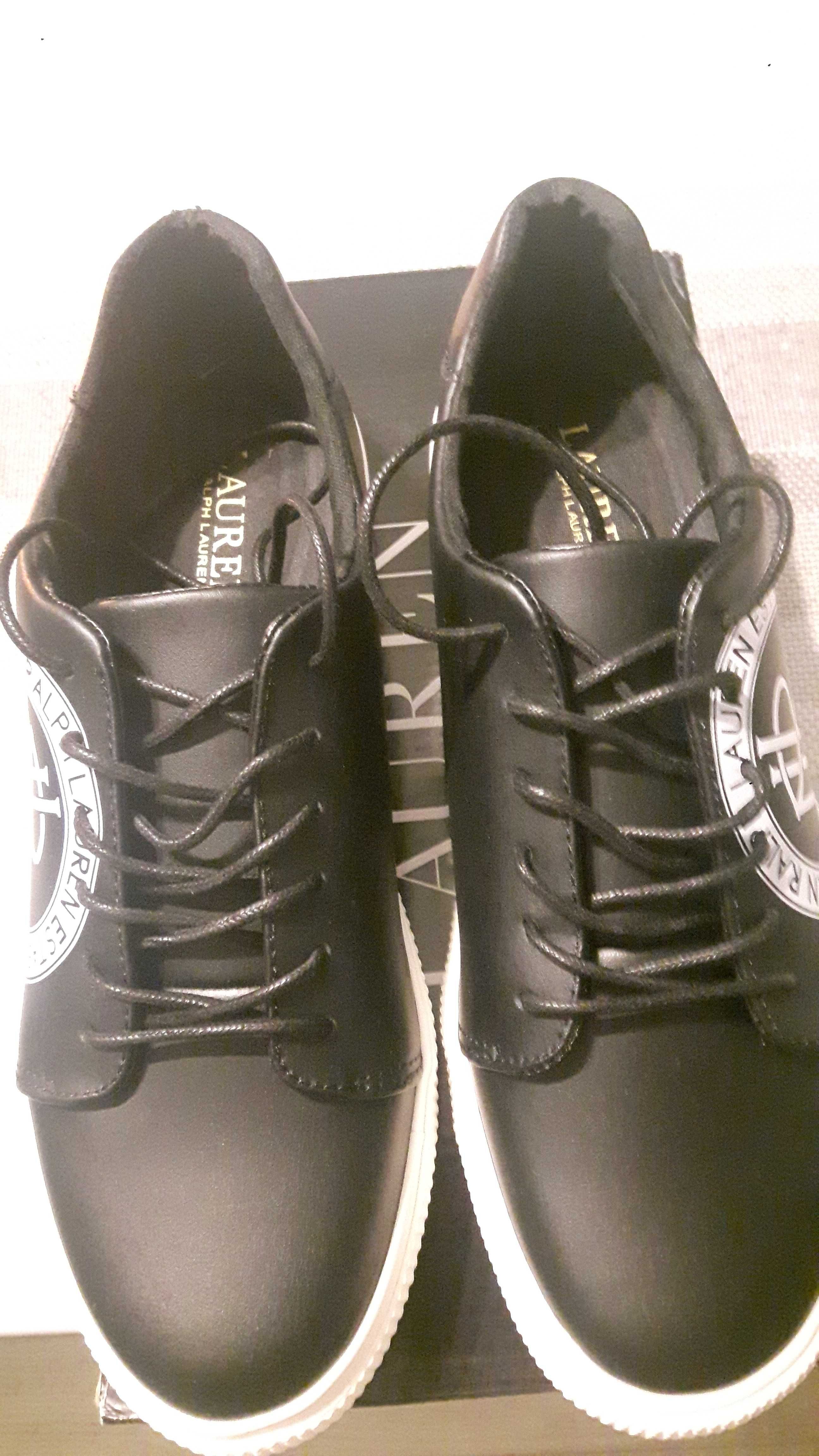 Sneakersy nowe Ralph Lauren czarne z białym, roz. 39