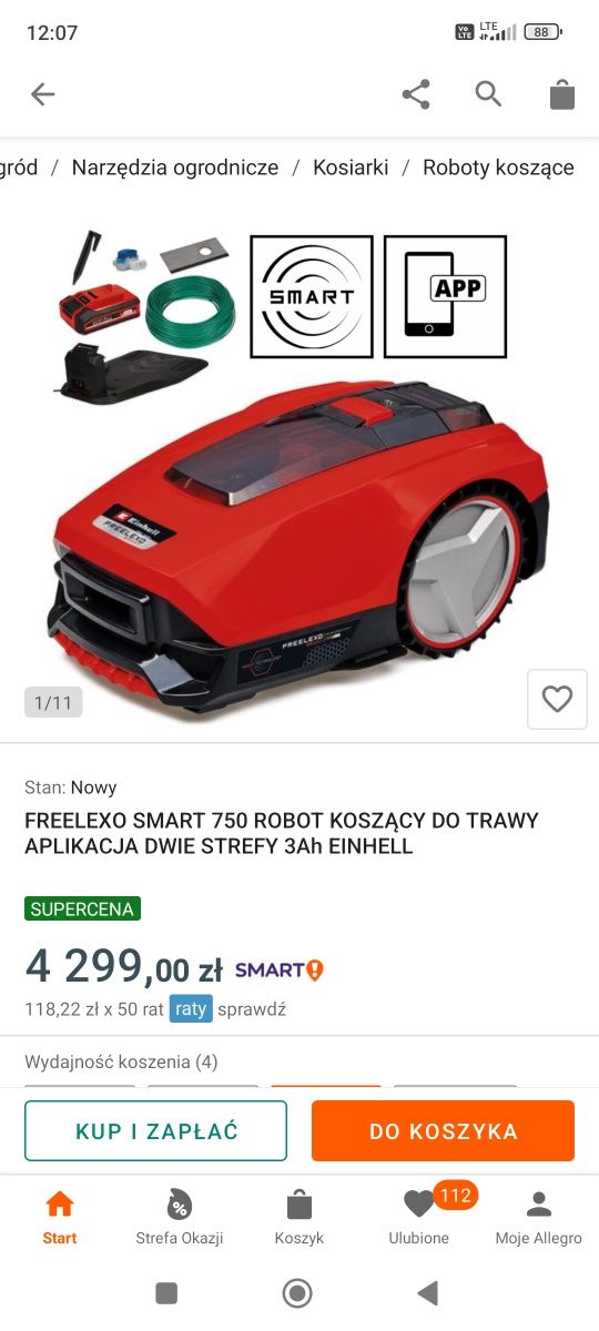 Robot koszący kosiarka Einhell frelexo frelexo 750smart 1200