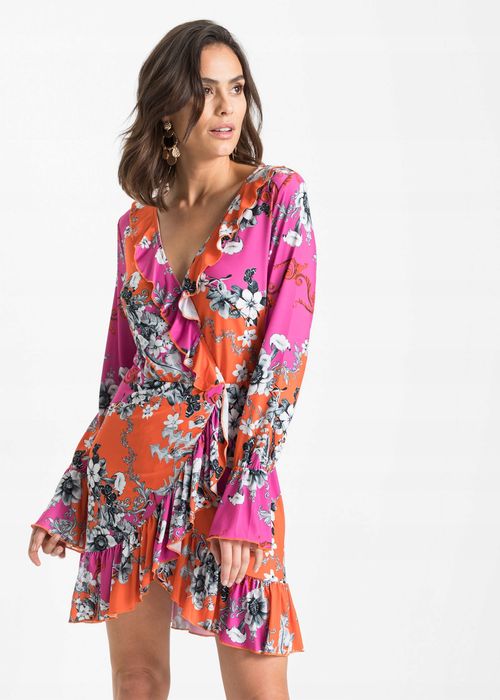 Sukienka wzorzysta falbany r.36/38