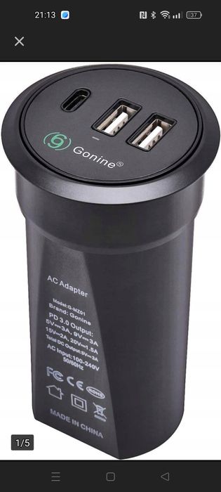 Gniazdo Elektryczne, USB blatowe Gonine czarny