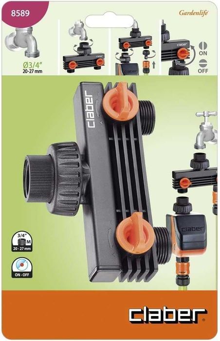 Rozdzielacz Claber 2-kierunkowy rozdzielacz węża ogrodowego 3/4"