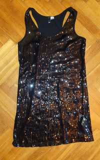 Mała czarna cekinowa sukienka mini h&m divided black 40