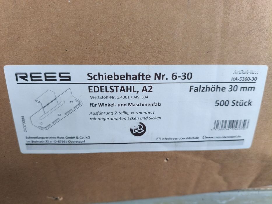 Haftra 30mm do blachy na rąbek, zwiększony przesuwna