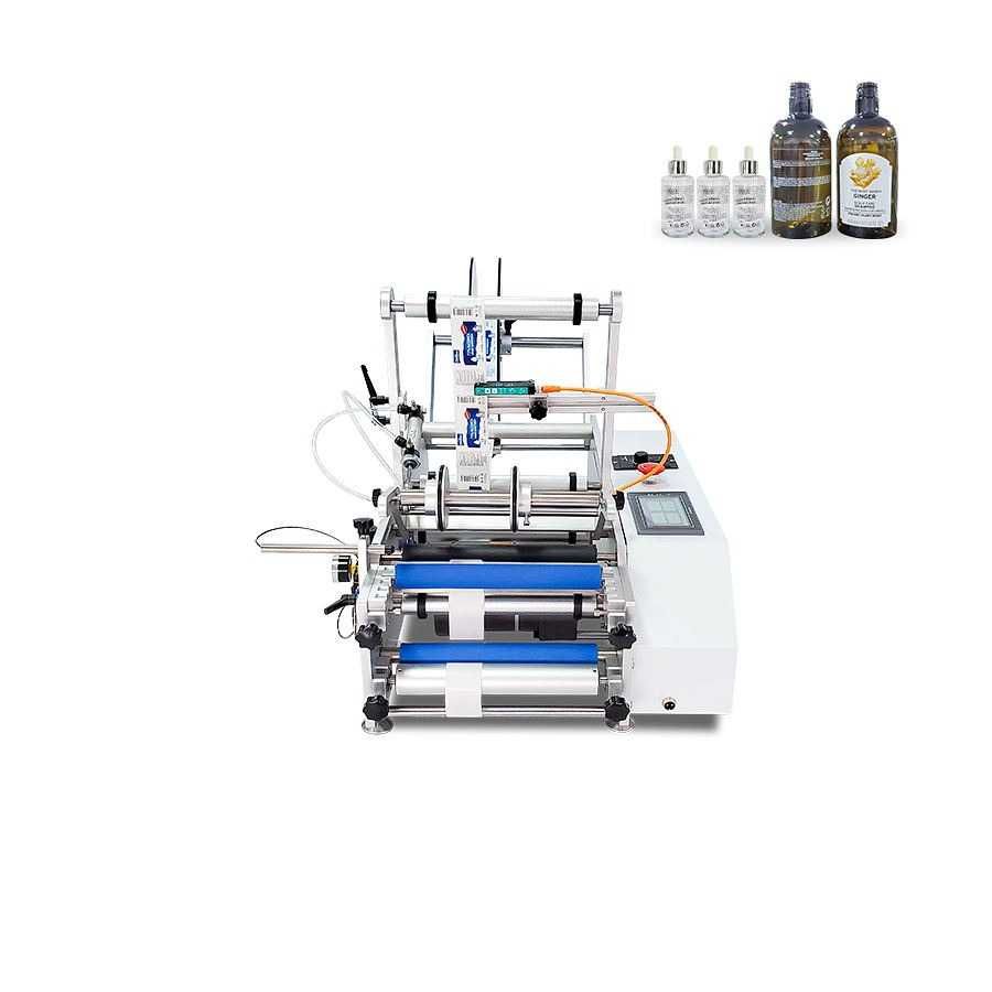 Máquina de rotulagem semiautomática para latas de garrafas redondas