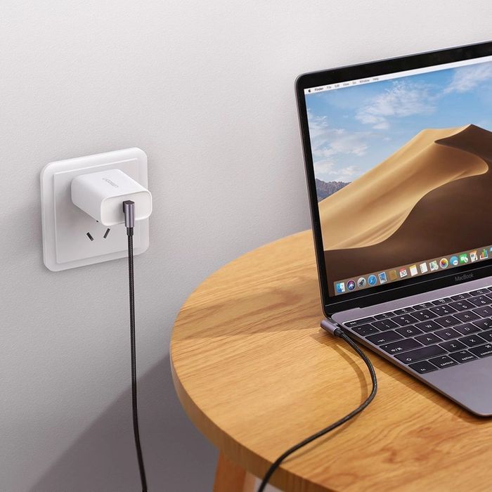 Ugreen kątowy kabel z bocznym wtykiem USB C - USB C PD QC FCP 3A 1m