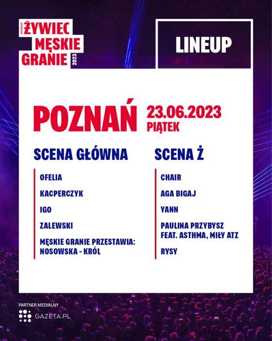 3 Bilety na Męskie Granie 2023 Poznan (piątek).