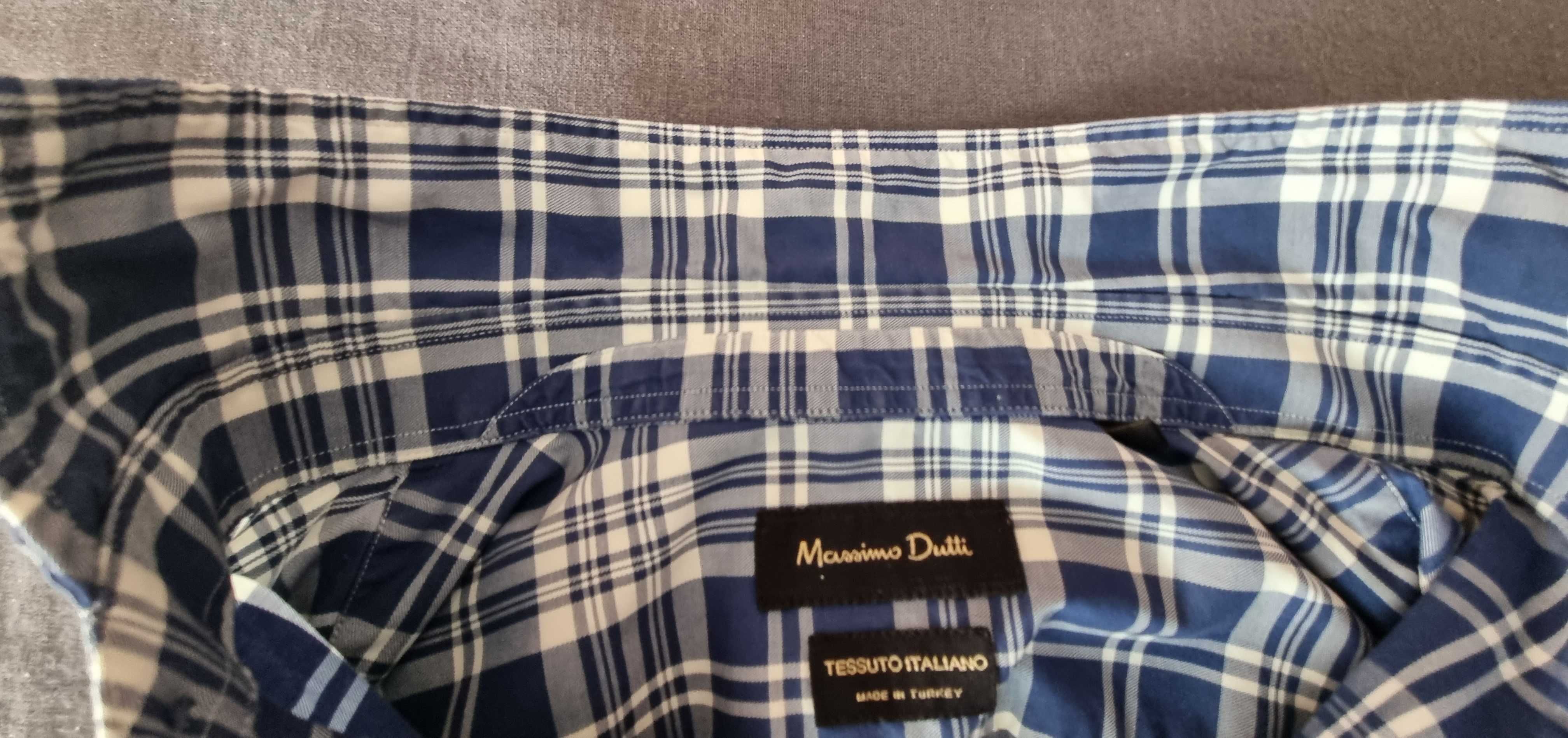 Niebiesko-biała koszula w kratę slim Massimo Dutti rozm. M