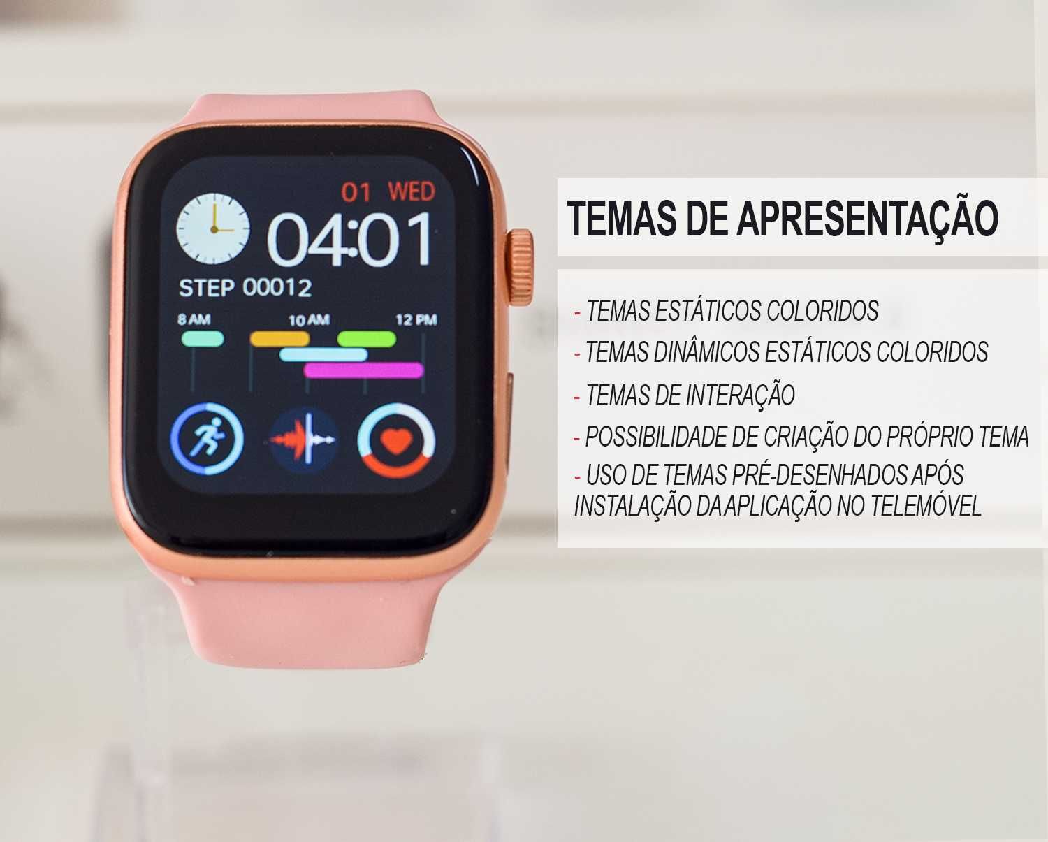 Smartwatch Rosa compatível para chamadas via Bluetooth