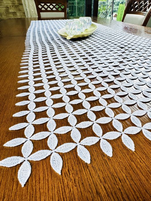 Biały Obrus Gipiurowy Bieżnik Serwetka Na Wymiar 50/150 cm