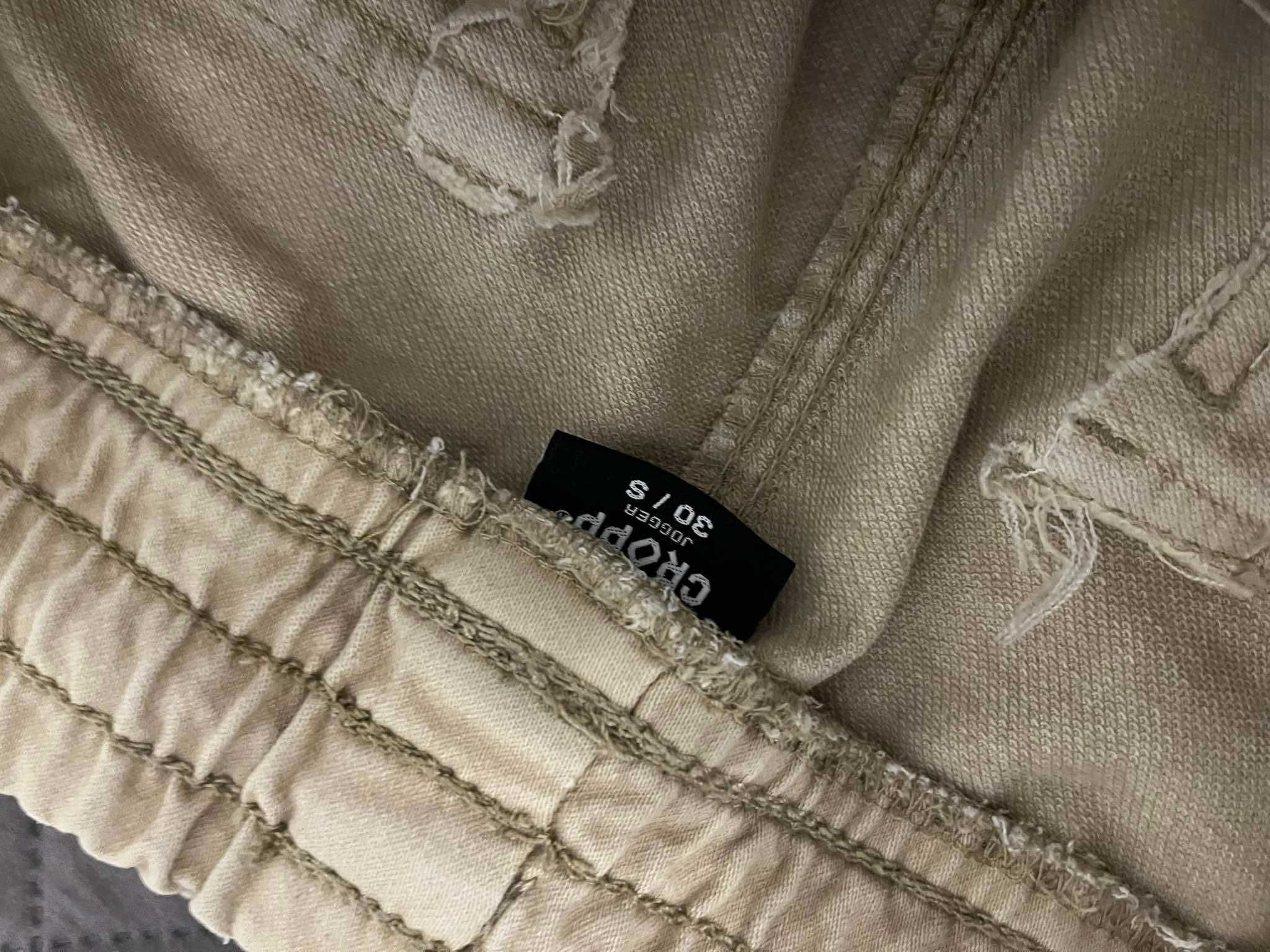 Spodnie joggery cargo CrossJeans, beżowe, rozmiar 30/S