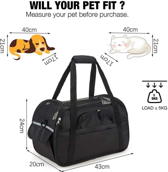 Transportador para cães e gatos respirável, dobrável, impermeável