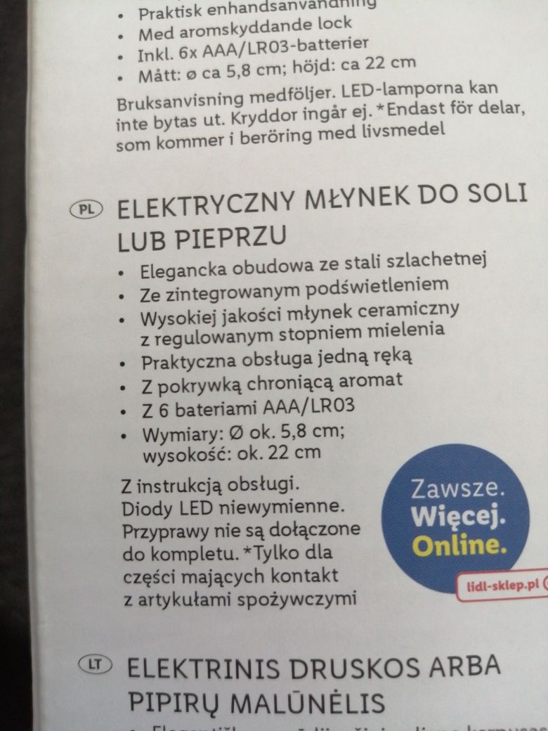 Elektryczny młynek do soli