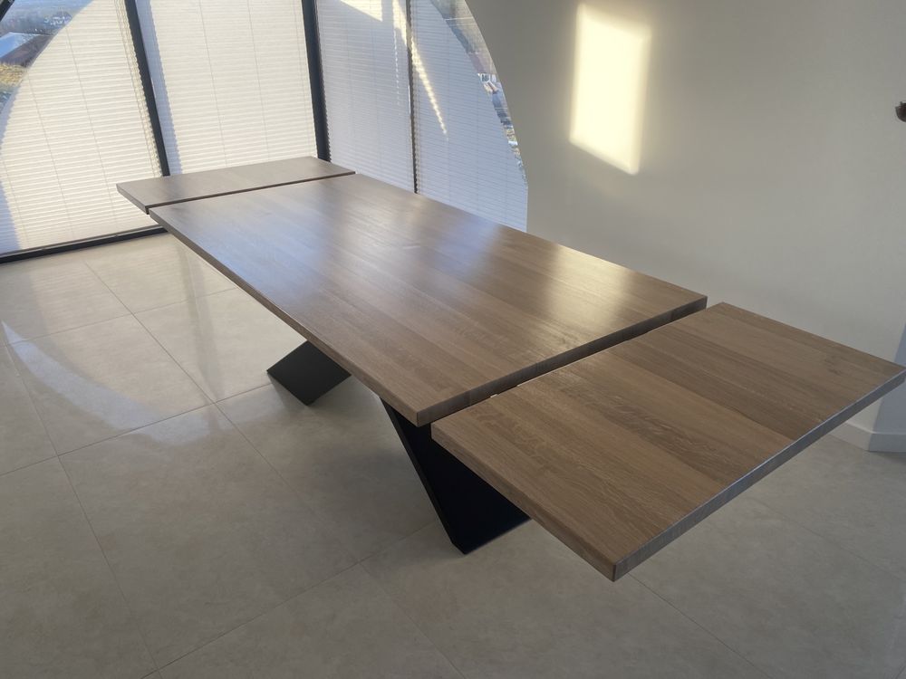 Stół dębowy rozkładany, drewniany, nowoczesny, loft, lite drewno