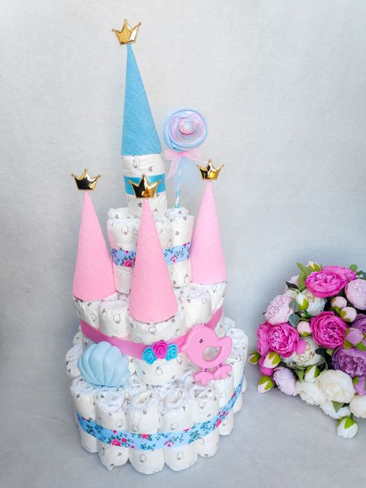 Torty z pieluszek Pampers Dada chrzest prezent dla dziecka baby shower