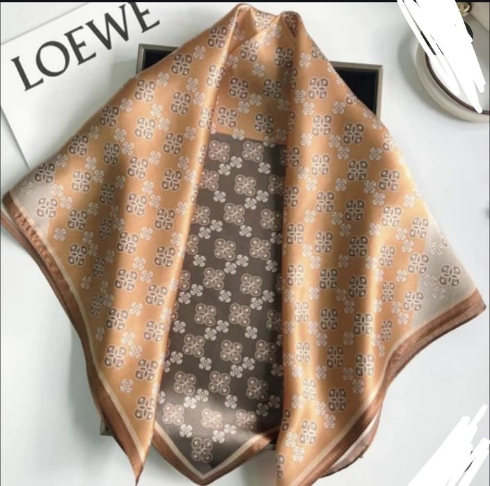 Nowa apaszka odcienia brązu czekoladowego 70 x 70  jedwab sztuczny