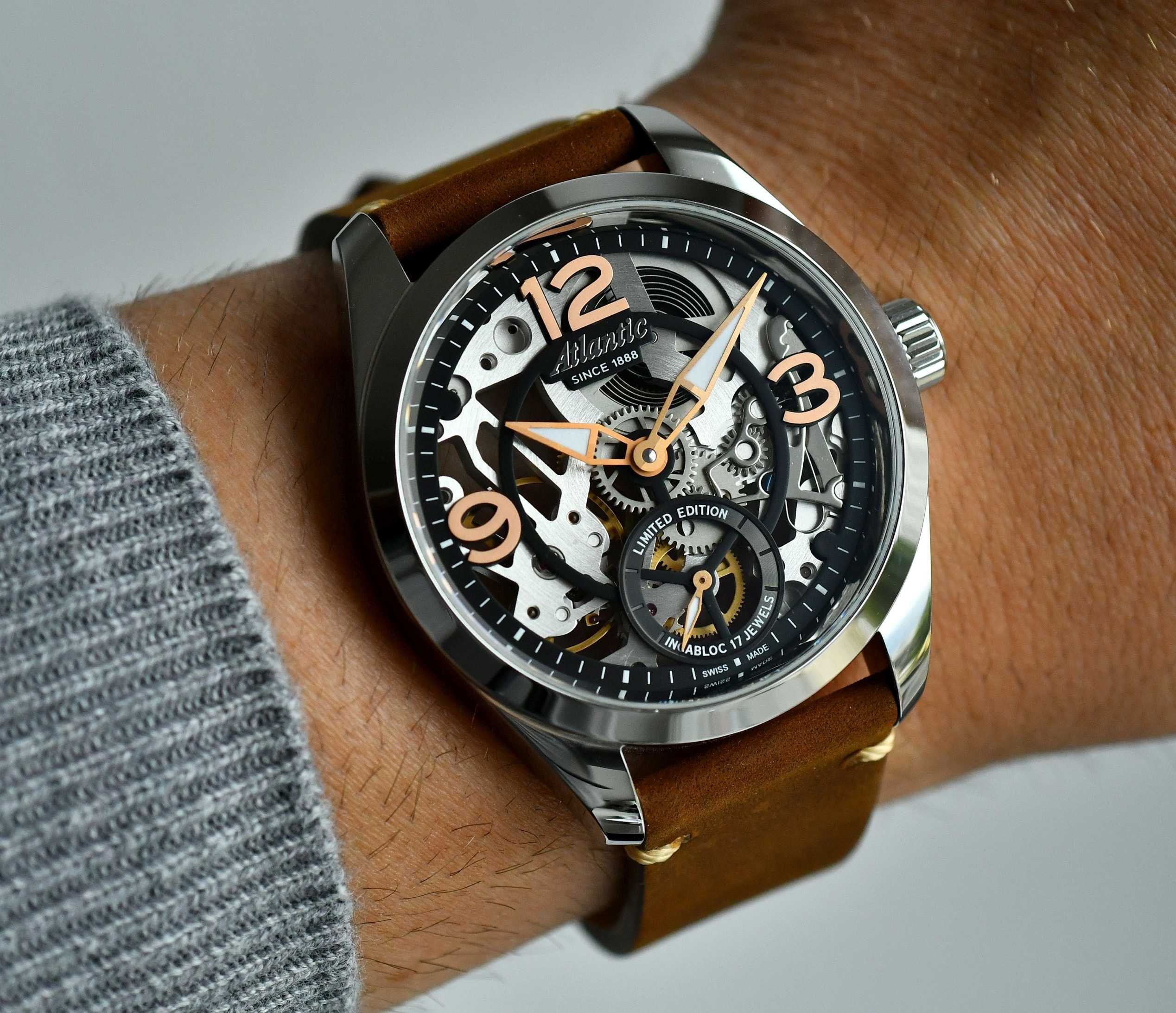 Zegarek Atlantic Seaflight Skeleton Limited - Stal 44mm - Pełny Zestaw