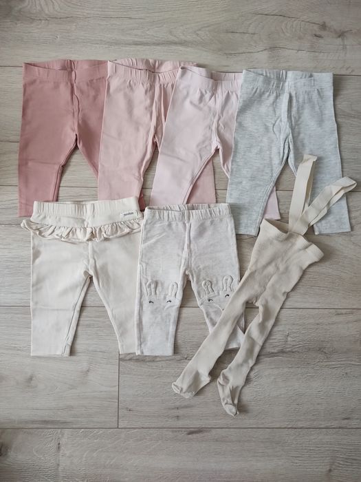 6x Leginsy Newbie, H&M, 1x rajstopy na szelkach rozmiar 68