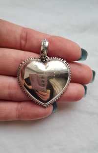 Женский массивный кулон подвес сердце, импорт, серебро 925