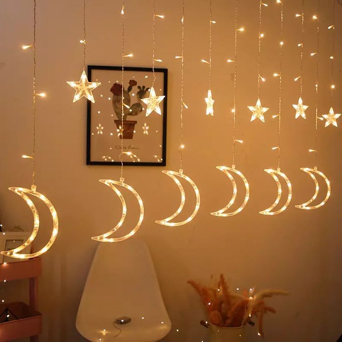 Lampki Księżyce Gwiazdki Świąteczne Światełka Kurtyna 96Led