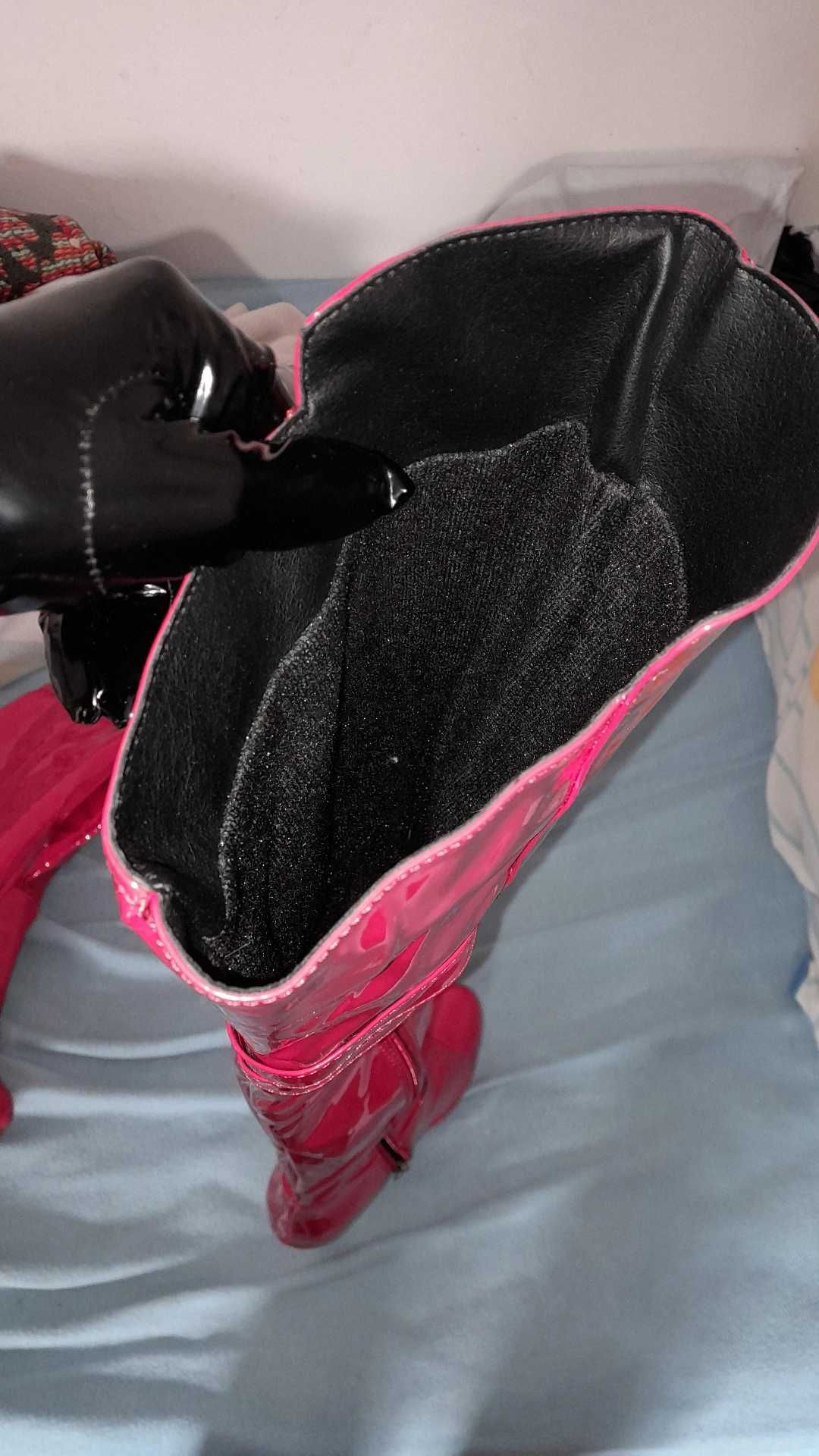 Botas vermelhas couro envernizado salto Nº39 Aliexpress