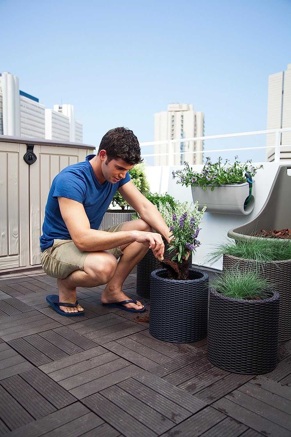 Комплект кашпо для цветов Keter Cylinder Planters S+M+L