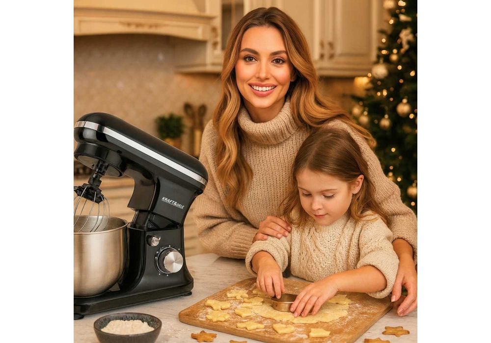 NOWY Robot Planetarny Kuchenny Mikser Wielofunkcyjny Czarny 2500 W