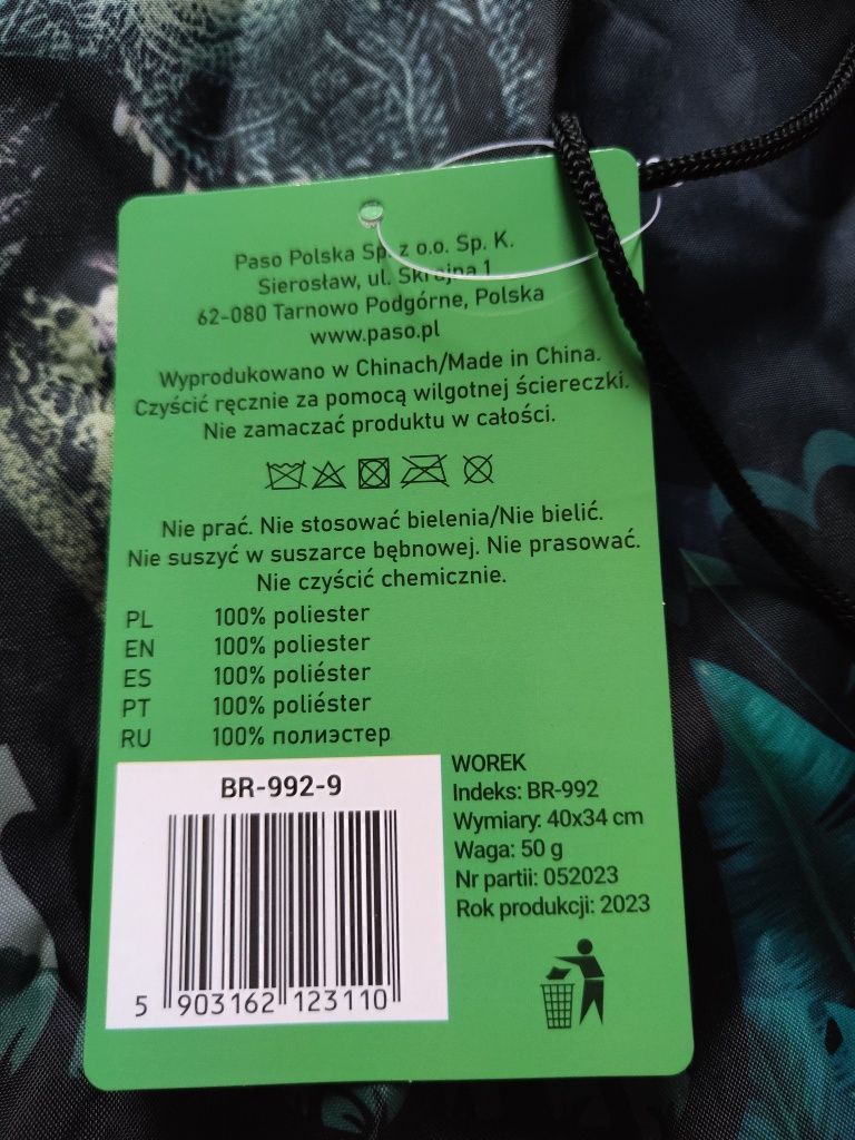 Worek PASO do szkoły