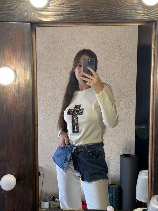 Лонгслив с вышивкой, экслюзивная с крестом. Баска