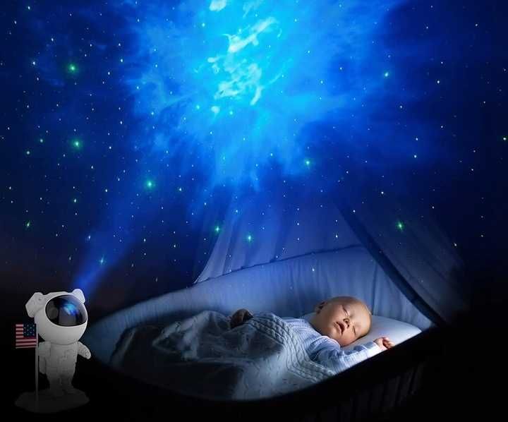 PROJEKTOR GWIAZD ASTRONAUTA Dla Dzieci Lampka Nocna Led Laserowy