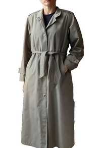 Casaco Chuva Trench Rain Mac Coat Solto Forrado Cinto Cinza Midi 40