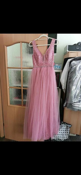 Sukienka na wesele, urodziny, studniówkę. Pudrowy róż. Rozmiar S/M