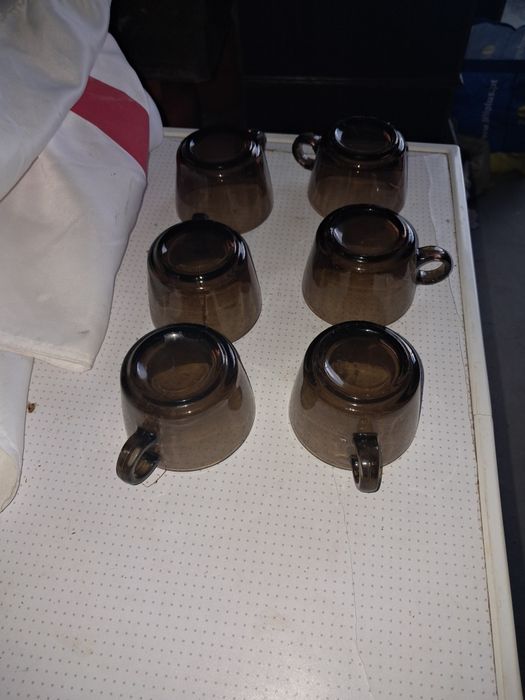 Seis chavenas louca castanhas vintage