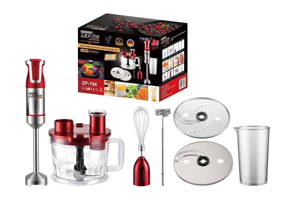 Многофункциональный блендер Zepline 7в1 1500Вт ZP-798 Красный