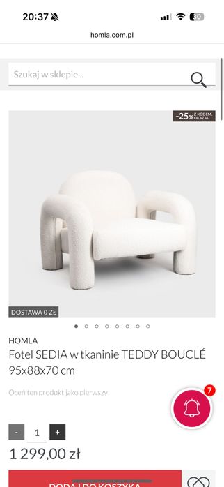 Fotel boucle bezowy