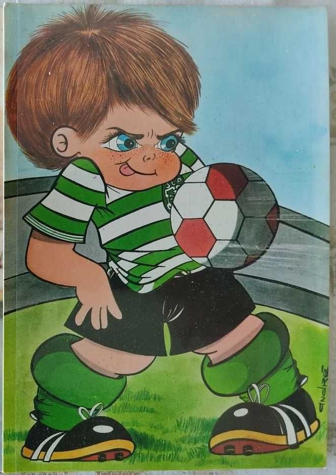 Postal equipa e mascotes do Sporting