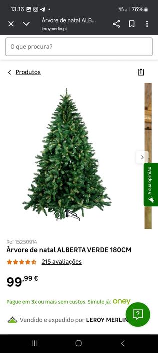 Arvore de natal 1.80m