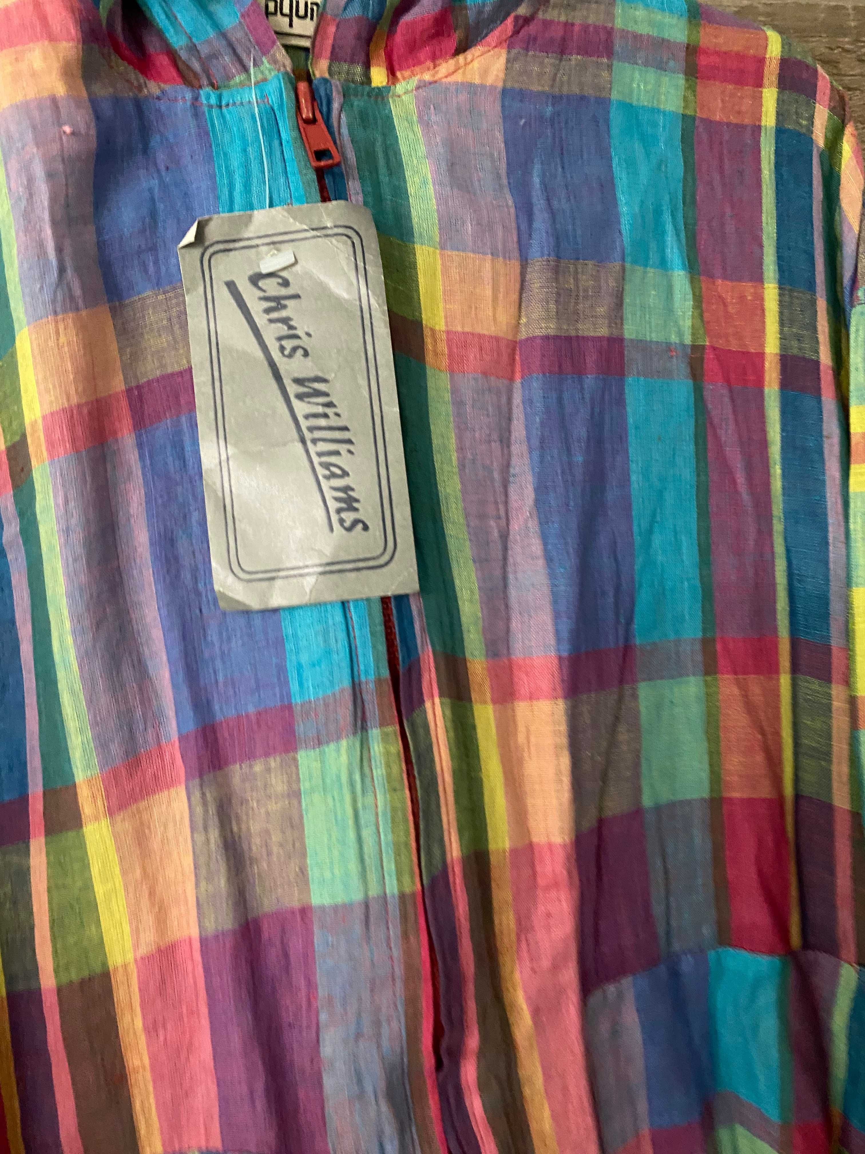 Kolorowa lekka kurtka w kratkę wiatrówka bluza S M