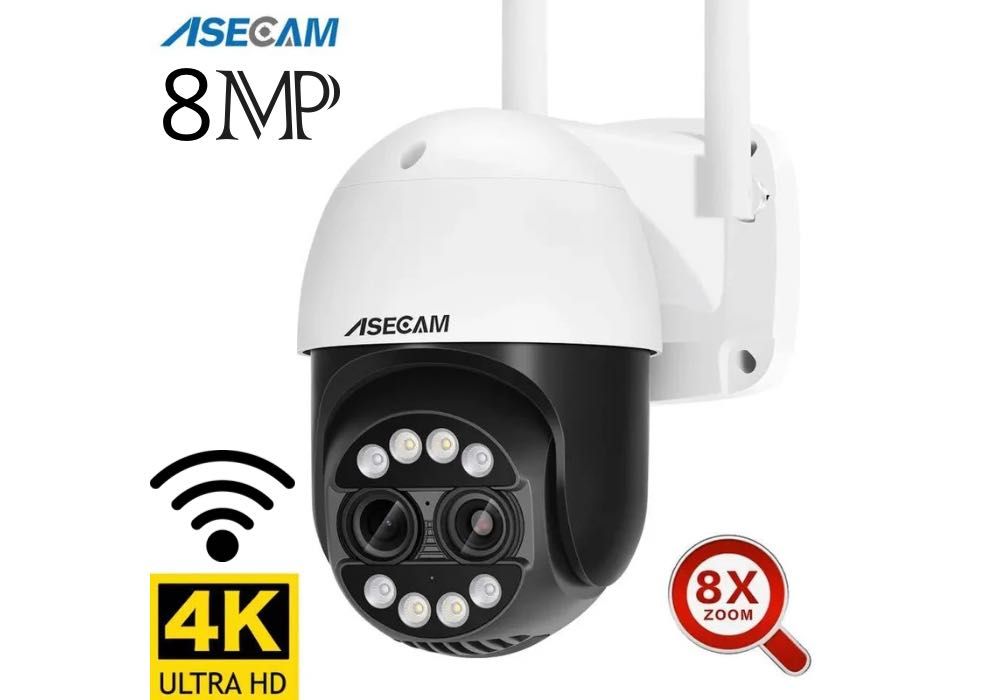 РОЗПРОДАЖ Поворотная WiFi камера видеонаблюдения ASECAM 8Мп