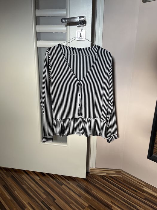 Bluzka koszula falbanka baskinka paski 40L